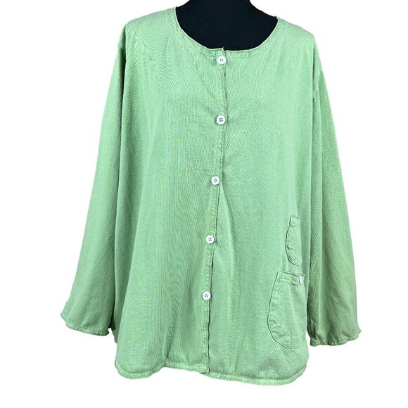 Fenini Jackets & Blazers - Fenini Vintage Light Green Cotton Button-up Jacket Size 2X
